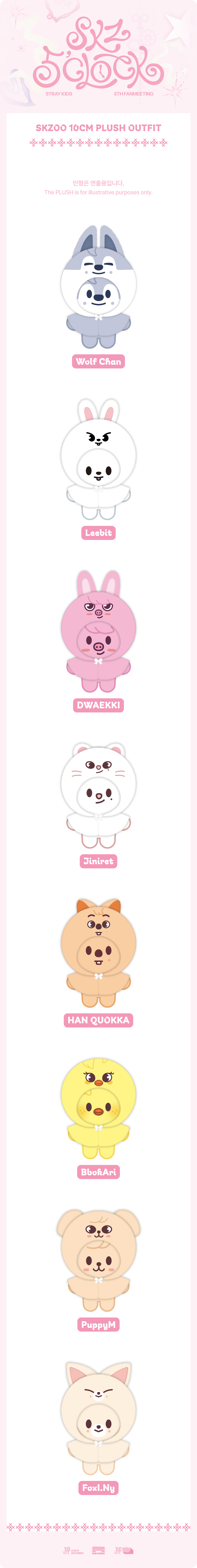 Stray Kids 5th Fanmeeting SKZ 5'CLOCK Official MD - SKZOO 10cm Plush Outfit