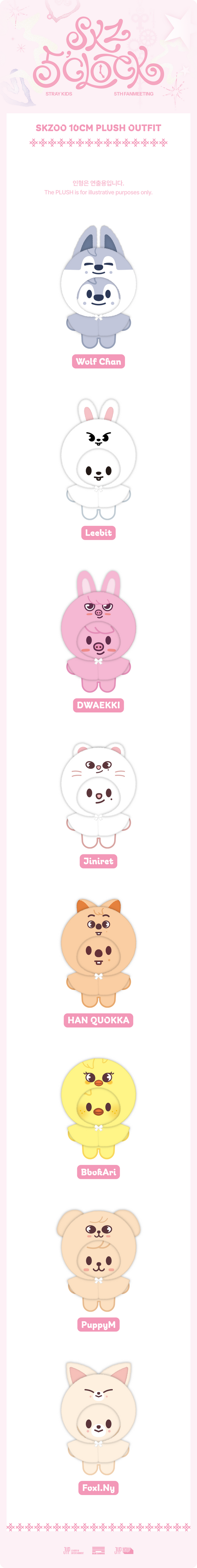 Stray Kids 5th Fanmeeting SKZ 5'CLOCK Official MD - SKZOO 10cm Plush Outfit