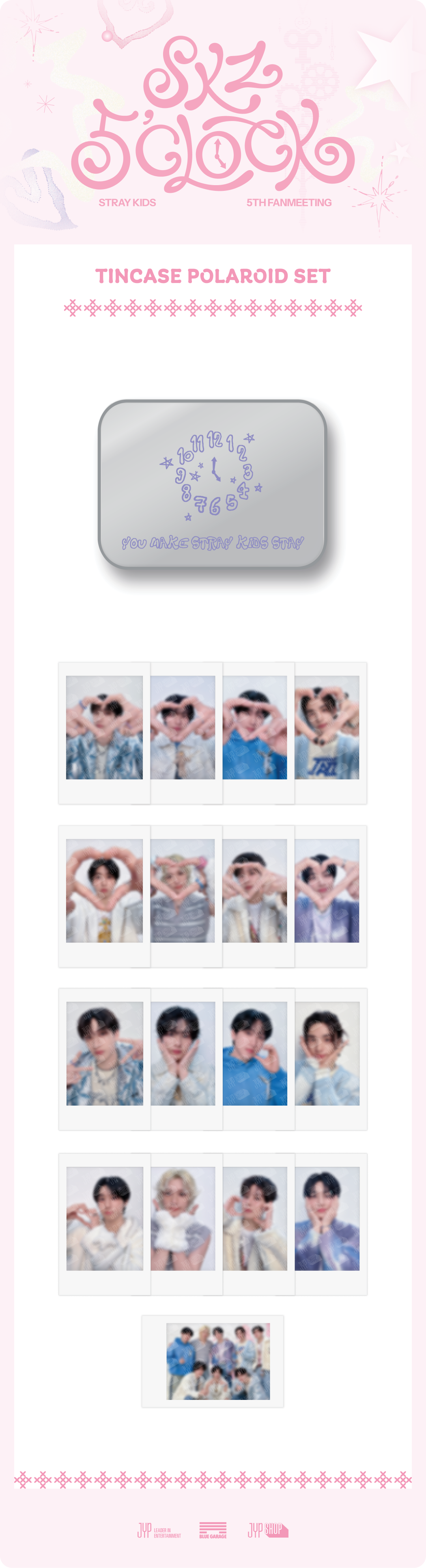 Stray Kids 5th Fanmeeting SKZ 5'CLOCK Official MD - Tincase Polaroid Set