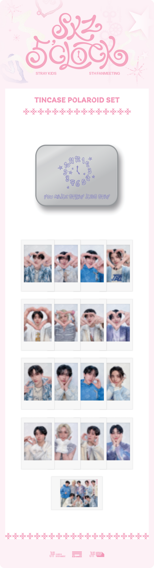 Stray Kids 5th Fanmeeting SKZ 5'CLOCK Official MD - Tincase Polaroid Set