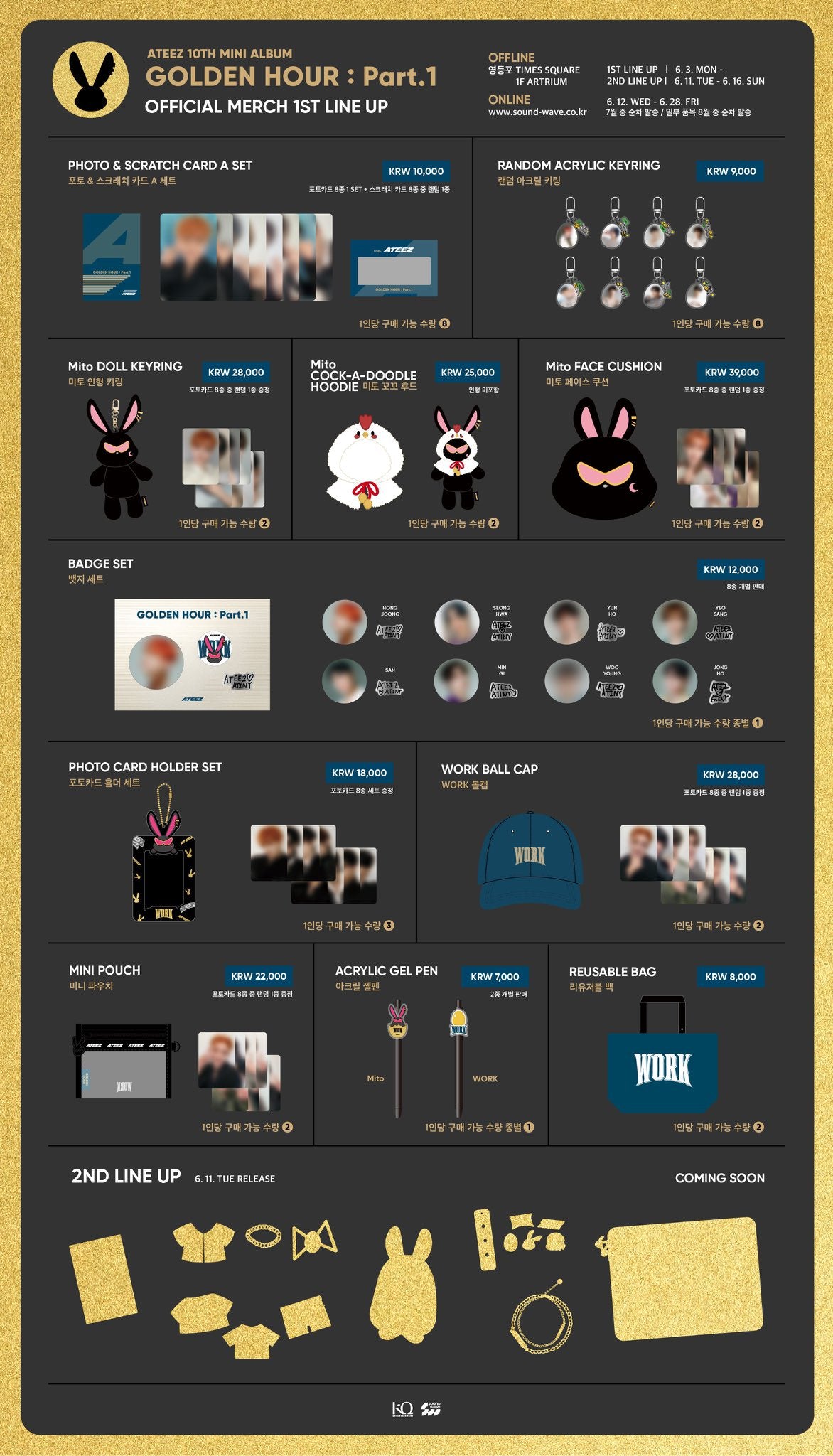 ATEEZ Golden Hour : Part 1 Official MD 1st Line Up