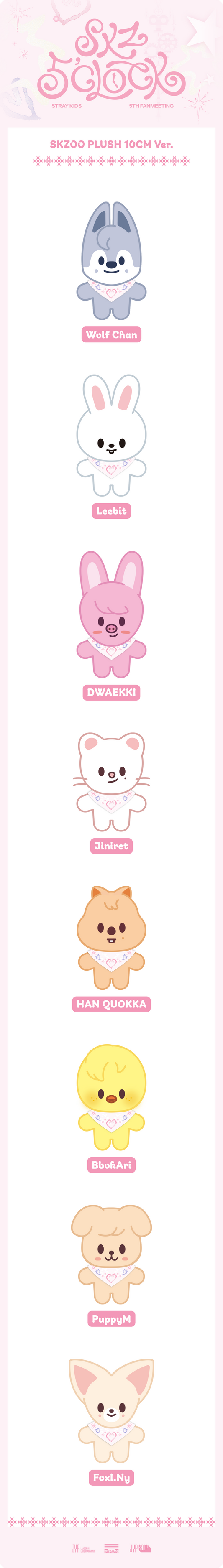 Stray Kids 5th Fanmeeting SKZ 5'CLOCK Official MD - SKZOO 10cm Plush Ver.