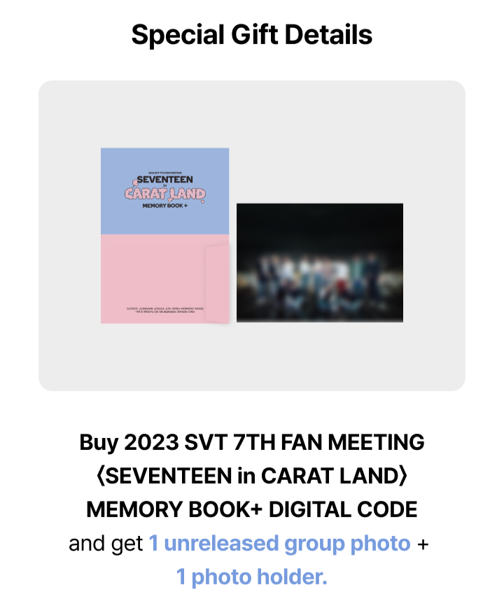 [Weverse] Seventeen 2023 7th Fan Meeting Seventeen in Carat Land Memory Book + Digital Code