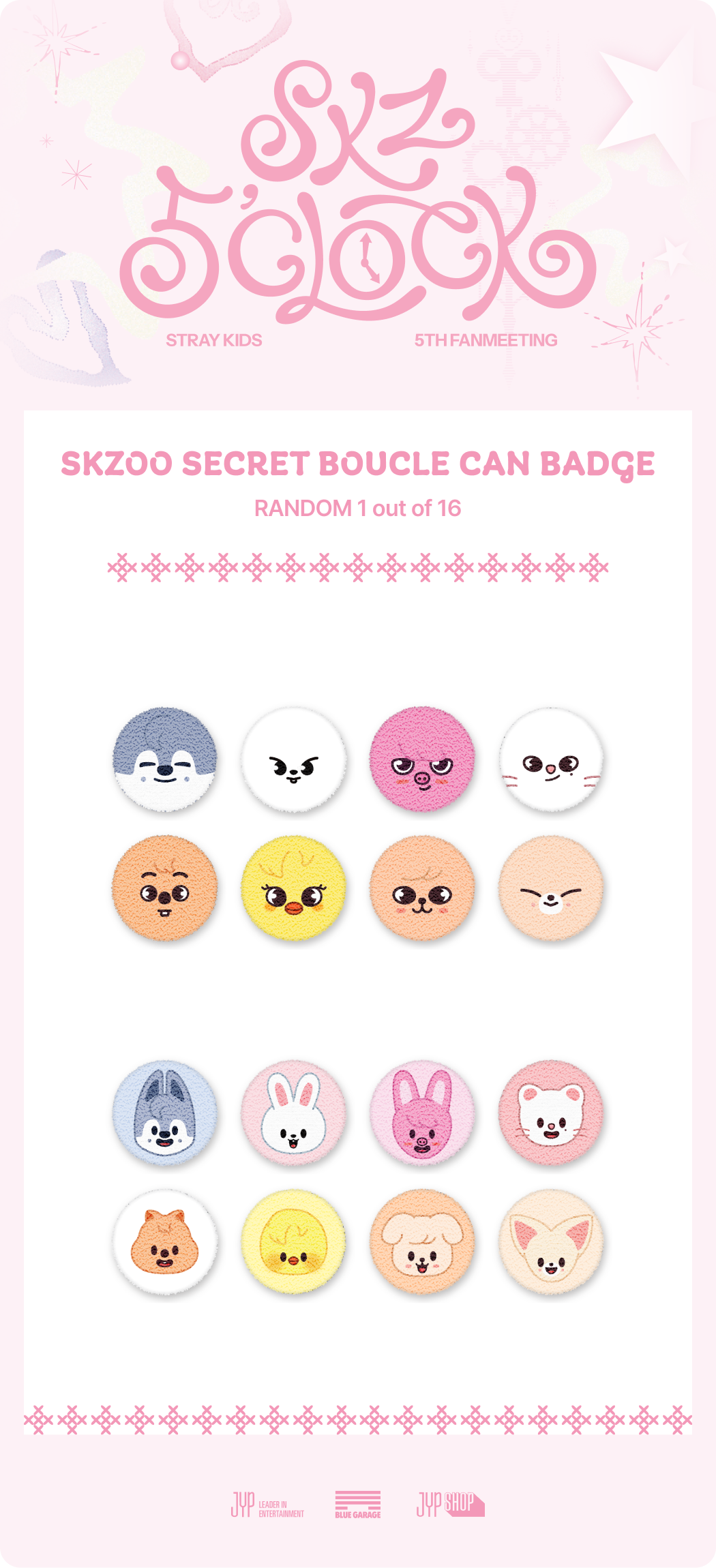 Stray Kids 5th Fanmeeting SKZ 5'CLOCK Official MD - Secret Boucle Can Badge