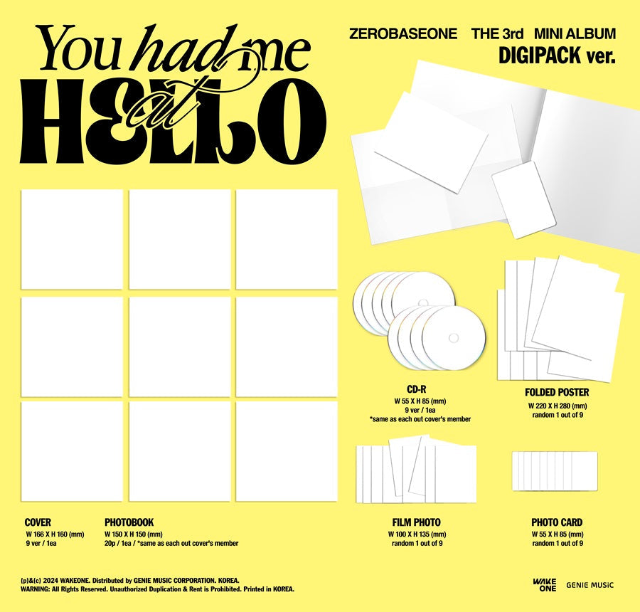 [Site Benefit] ZEROBASEONE You Had Me At Hello (Digipack Ver.)