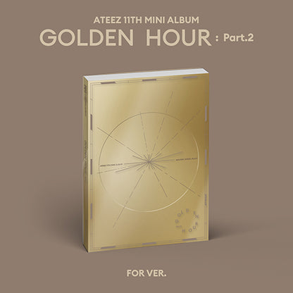ATEEZ Golden Hour Part 2 album by Poptheshop, featuring vibrant cover art with band members and colorful design elements.