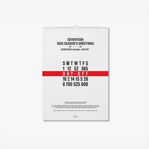 Seventeen 2025 Wall Calendar